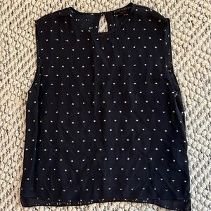 Alice + Olivia Employed Navy Polka Dot Top